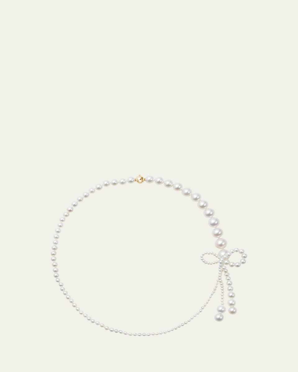 Peggy Rosette Graduated Freshwater Pearl Necklace with Bow